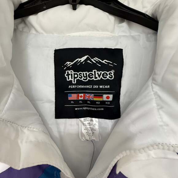 Tipsy Elves Men's Sunrise Shredder Ski Snow Suit Rainbow Retro White Unisex - Picture 10 of 10